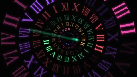 Speed over time, Roman numerals clock that expresses the rapidly passing time an Stock Footage 315072958