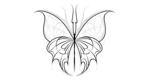 Speed Paint Drawing process Neo tribal butterfly design doodle Stock Footage 287869191