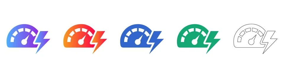 Speed Performance Meter Icon Set Stock Illustration