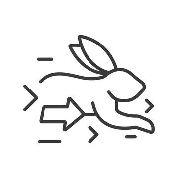 Speed Rabbit, icon in line design. Rabbit, speed, fast, hair, running, sprint 스톡 일러스트
