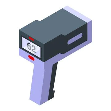 Speed radar icon isometric vector. Camera car Stock Illustration