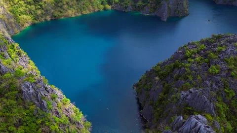 Speed ramp Barracuda Lake Coron, Palawan, Philippines. Best aerial view drone Stock Footage 344593297