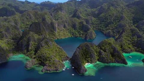 Speed ramp Barracuda Lake Coron, Palawan, Philippines. Unique aerial view drone Stock Footage 344593362