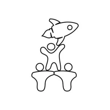 Speed rocket people Commitment Teamwork Together Outline Logo Stock-Illustration