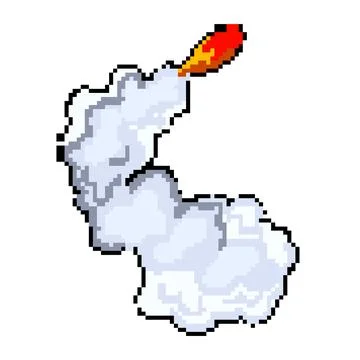 Speed rocket smoke trail pixel art vector illustration Stock Illustration