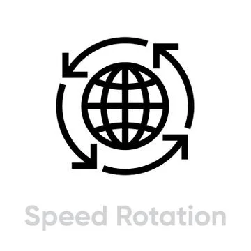 Speed Rotation Globe icon. Editable Vector Stroke. 스톡 일러스트
