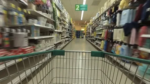 Speed shopper. View from inside shopping cart. 스톡 동영상 74606919