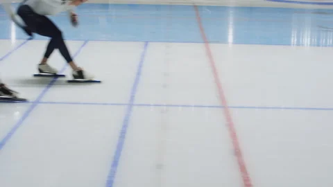 Speed Skaters Crossing Finish Line Stock Footage 252248744