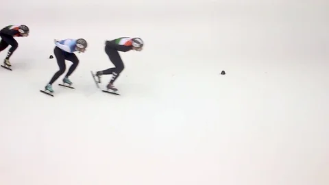 Speed skaters passing by Stock Footage 101878368
