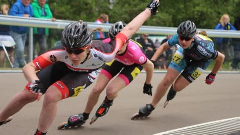 Speed skaters Foto stock