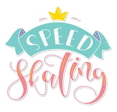 Speed skating colored vector illustration isolated on white background. Stock Illustration