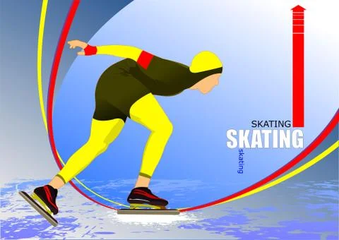 Speed skating poster. vector illustration Stock Illustration
