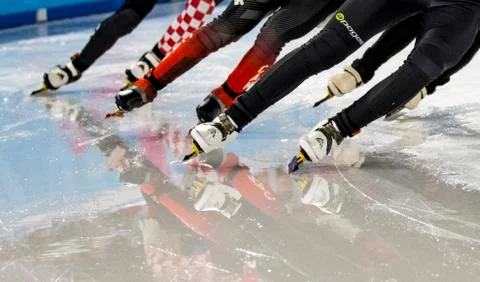 Speed skating reflection Foto stock