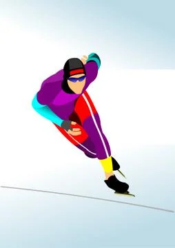 Speed skating. Vector illustration Ilustração Stock