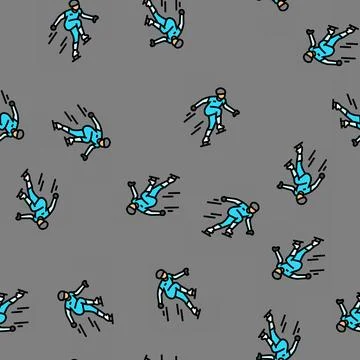 Speed skating winter sport vector seamless pattern Stock Illustration