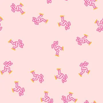Speed skating winter sport vector seamless pattern Stock Illustration