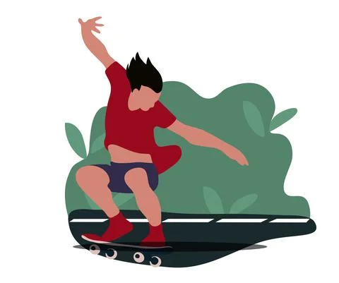 Speed skating young man flat style illustration Stock Illustration