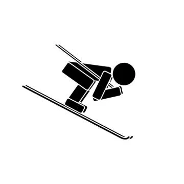 Speed skiing. Flat icon Stock Illustration