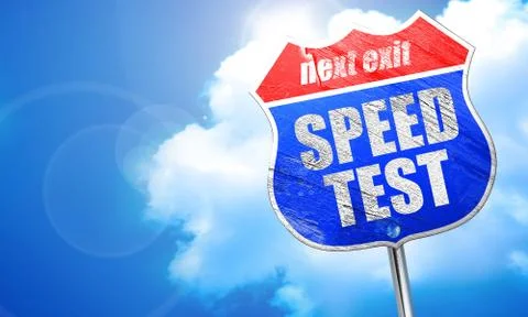 Speed test, 3D rendering, blue street sign Stockillustratie