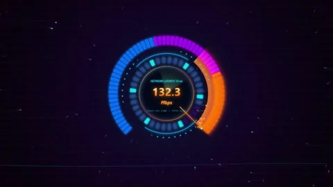Speed test interface measuring high performance network latency on digital .. Видео 343558635