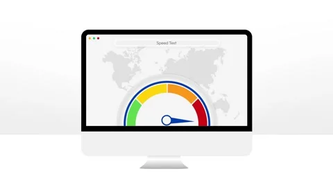Speed test for internet 4k animation with speedometer showing needle Stock Footage 292467296