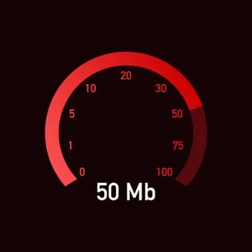 Speed test. Speedometer Internet Speed 50 mb. Website speed loading time. Vec Stock Illustration