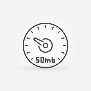 Speed Test vector linear icon. 50 Mb Internet Speed symbol Ilustración de archivo
