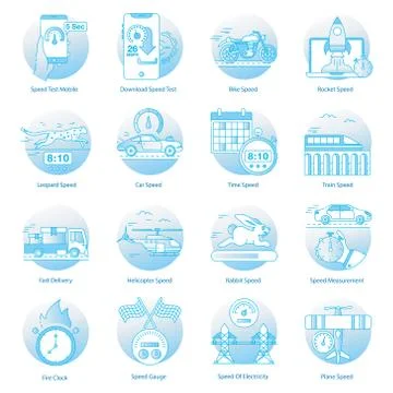 Speed Testing Flat Rounded Icons Pack Illustrazione stock
