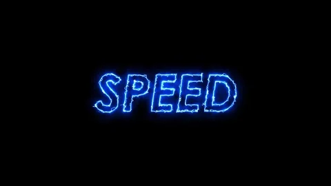 Speed text animated text word neon electric blue speed 4k looping Stock Footage 301938318