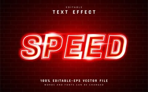 Speed text effect red neon Stock Illustration