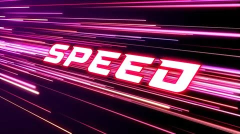 Speed Text Perspective View On Futuristic Red Colorful Light Streaks Straight  库存插图