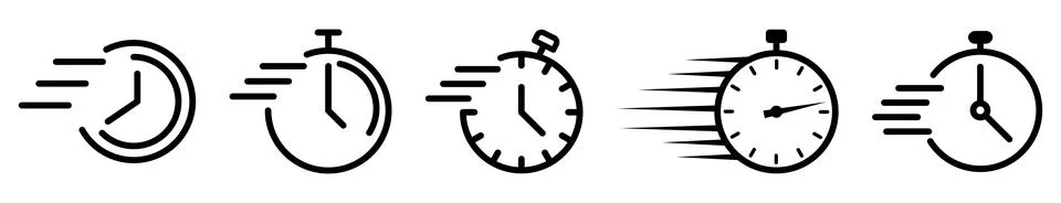 Speed timer icon set Illustrazione stock