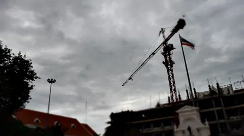 Speed of The Tower Crane Working Stock Footage 37087610