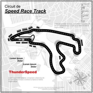 Speed track background with city Stock Illustration