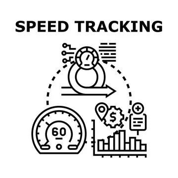 Speed tracking data analysis process diagram Stock Illustration