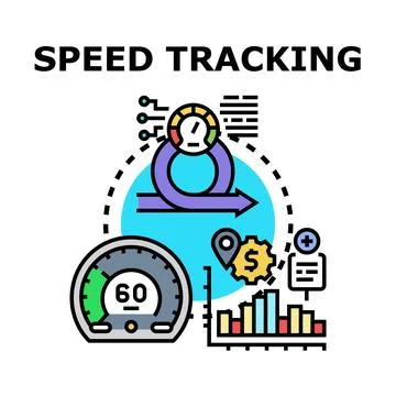 Speed tracking data analysis process diagram Stock Illustration