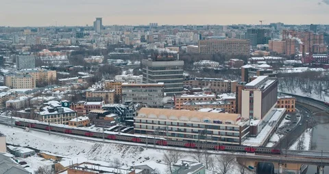 Speed train moving at winter Video stock 92964668