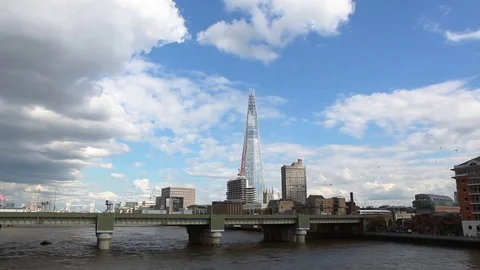Speed train passing on bridge, London Video stock 76384726