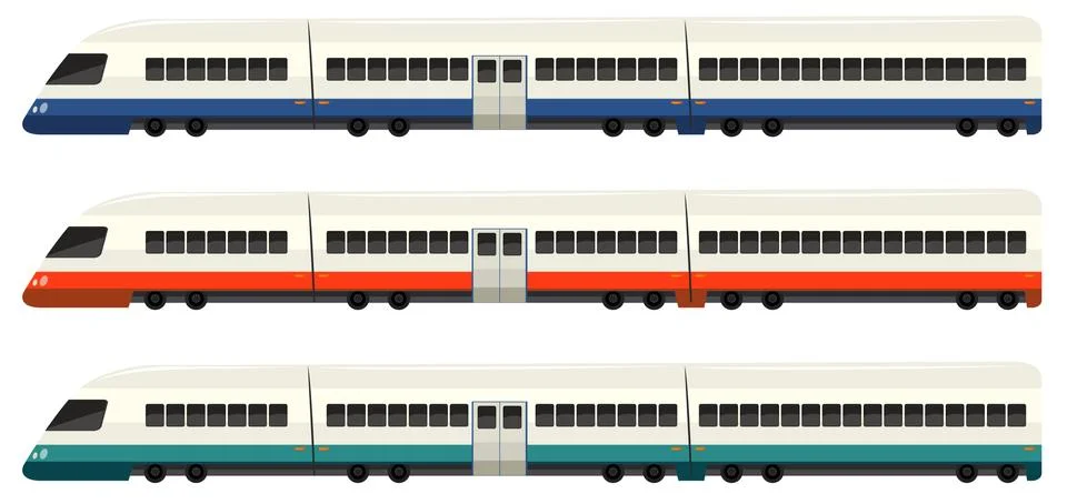 Speed train in three colors Stock Illustration
