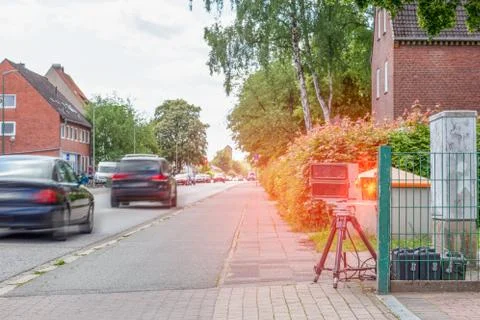 Speed trap detects too fast car Foto stock