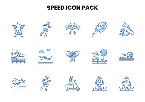 Speed Two Color Blue Scalable Icons Pack Stock Illustration