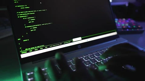 Speed typing on laptop keyboard by hand for coding Stock Footage 290951429