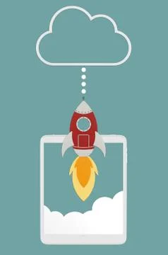 Speed upload with tablet Stock Illustration