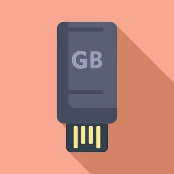 Speed usb disk icon flat vector. Solid state disk Stock Illustration