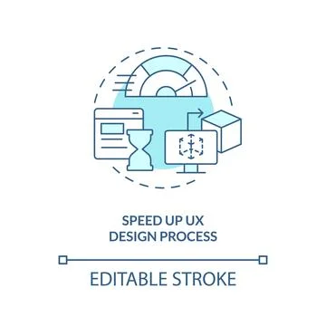 Speed up UX design process turquoise concept icon Illustrazione stock