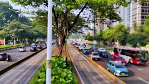 The speed of vehicles on the capital's congested highways. Stock Footage 338418896