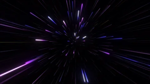 Speed warp animation background with blue, purple and yellow. Cosmic light Stock Footage 313431546