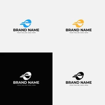 Speed wing modern creative Circle Letter E Letter Logo Design Vector . Line L Stock Illustration