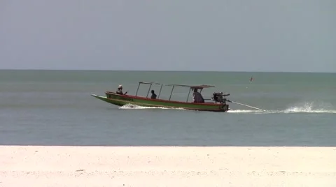 Speedboat on the beach Stock Footage 60745944