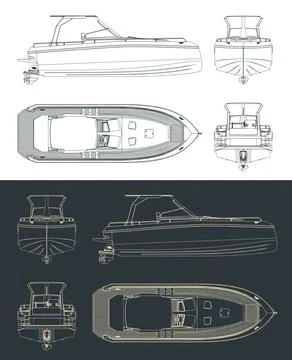 Speedboat blueprints Stock Illustration